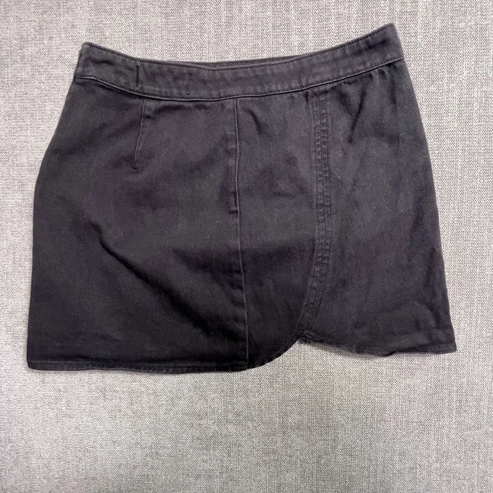 PacSun Womens 27 Black Denim Asymmetric Hem Mini Skirt Side Zip Streetwear